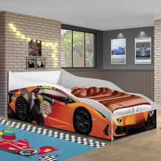 Cama Quarto Infantil Carro Laranja