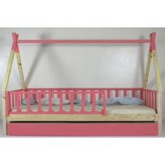 Bicama Montessoriana Solteirão Cabana Colorida Madeira Maciça Pinus - 