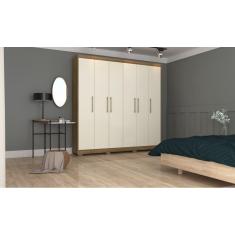 Guarda Roupa Pernambuco 6 Portas e 6 Gavetas - Cor Nature / Champanhe  - Vila Rica