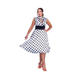 Fantasia Vestido Bolinha Anos 60 Adulto Feminina Pinup Retro Festa Hippie Rock and Roll Woodstock