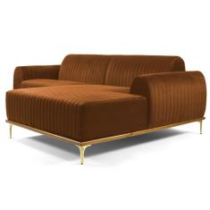 Sofá 320cm 5 Lugares Chaise Direito Pés Gold B-262 Telha