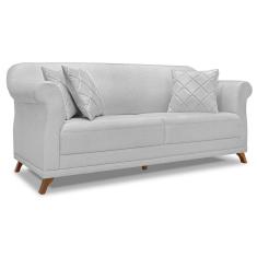 Sofá Living 2 Lugares 1,60m Vênus Linho Cinza Pés Castanho