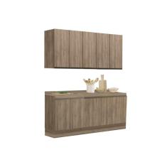 Kit De Cozinha Modulada 6pçs Maxxi (2 Armários + 2 Balcões + 2 Complementos) C6P24 Nogal Kappesberg