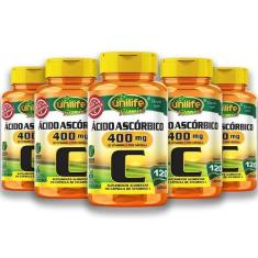 Kit 5 Vitamina C Ácido Ascórbico Unilife 120 Caps Veganas