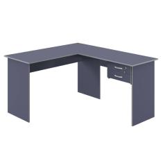 Mesa Em L Com Gaveta Mantel Azul