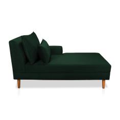 Divã Chaise Jade 1,60 Cm Pés Chanfrado Suede Verde