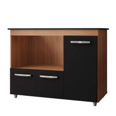 Balcão para Cooktop 5 Bocas com 3 portas Ana Savana/Preto - Moblis