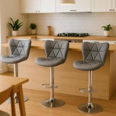 Kit 3 Banquetas Formiga Cinza - Cadeiras INC