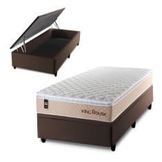 Conjunto Box Baú Marrom Alford Bege 96x203x73 c/Molas Ensacadas