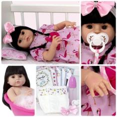 Boneca Baby Reborn 100% Silicone Morena Banho Com Chupeta - Cegonha Re