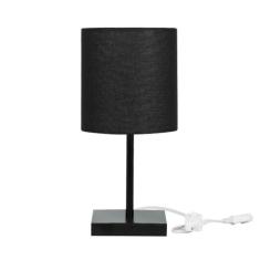 Abajur Eros Cilindrico Preto Base Toda Preta Quadrada - MARRYLUZ