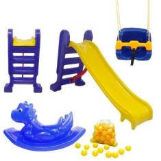 Escorregador Médio Criança até 7 Anos+Balanço Criança C/ Cinto e Trava