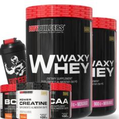 Kit 2x Waxy Whey 900g + 2x BCAA 4,5 100g + Power Creatina 100g + Coque