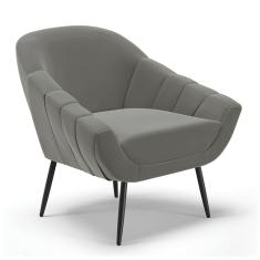 Poltrona Giovana Suede Grafite Pés Palito de Ferro - D'Rossi