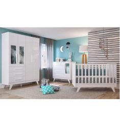 Quarto de Bebê Completo com Cômoda, Berço e Guarda Roupa Blue