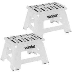 Banqueta Plástica Multiuso Dobrável 22 CM 150 KG com 2 Peças VONDER