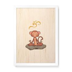Arte Maníacos Quadro Decorativo em Madeira Meditacaco - 23x16,25cm (Moldura caixa em laca branca)