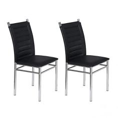 Conjunto 2 Cadeiras Tókio Art Panta Cromado/preto