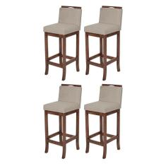 Kit 4 Banqueta Alta em Madeira Maciça Capuccino