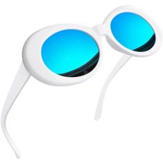 Joopin Óculos de Sol Polarizados para Mulheres e Homens, Óculos de Sol para Feminino e Masculino de Retrô com Quadro Grosso Oval(Azul)