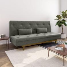 Sofá Cama 3 Lugares em Suede Tokio Yescasa Cinza/Castanho