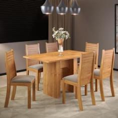 Mesa de Jantar Retangular Viero Carmen com 6 Cadeiras Estofadas e Revestidas em Veludo