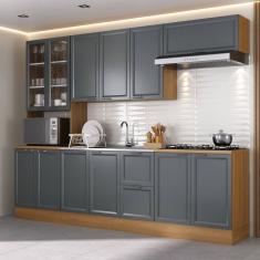 Cozinha Compacta 5 Peças 1 Paneleiro Duplo 2 Aéreos 2 Balcões Soho CabeCasa MadeiraMadeira Freijó/Grafite