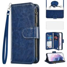 Asuwish Capa de celular para Samsung Galaxy S21 Plus S21+ 5G carteira celular com protetor de tela alça transversal flip zíper suporte para cartão suporte S21+5G S21plus 21S + S 21 21+ G5 mulheres