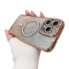 Uioeua Capa para iPhone 13 Pro Max Magsafe, capa luxuosa com glitter brilhante diamante strass com protetor de câmera para mulheres, homens e meninas, capa de silicone à prova de choque para iPhone 13