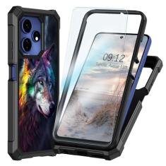 Qindaiwen Capa para celular Boost Celero 3 Plus com protetor de tela de vidro temperado, resistente à prova de choque, estrutura de camada dupla, capa protetora de silicone TPU para Celero5G Plus