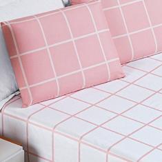 Jogo De Lençol Queen Square 3 Peças Rosa