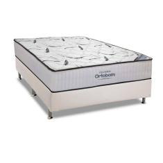 Cama Box Casal: Colchão Espuma Ortobom High Foam + Base Crc Courano White(138x188)