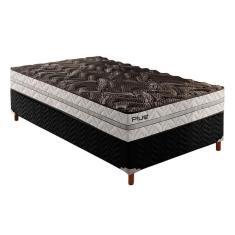 Cama Box Solteiro: Colchão Espuma D33 Paropas Pasquale Plus + Base Crc Suede Black(88x188)