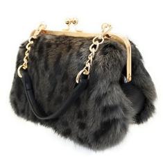 Bolsas de mão luxuosas para noite - pele genuína de raposa, coelho e vison com estampas chiques, Multi, Small