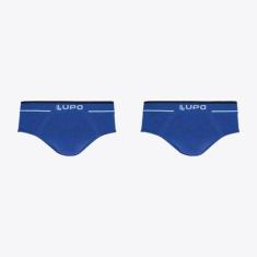 Kit 2 Cuecas Lupo Slip Fio Texturizado Sem Costura 00624-003, Azul naú