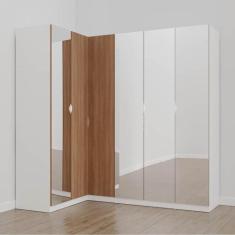 Guarda Roupa Modulado de Canto com Espelho 6 Portas 3 Peças Hera Cabec