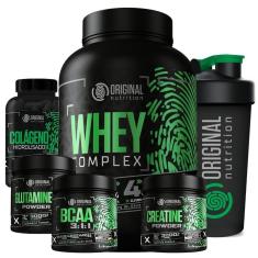 Kit Whey Protein Complex Isolado + Bcaa + Glutamina + Creatina Monohidratada + Colágeno Hidro + Copo-Unissex