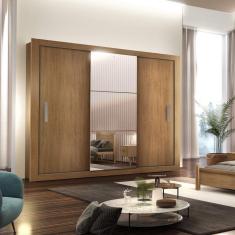 Guarda Roupa Casal 3 Espelhos 3 Portas de Correr 4 Gavetas Gênesis Espresso Móveis Imbuia