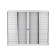 Janela de Alumínio Veneziana de Correr 100x150cm 6 Folhas 2 Fixas com Vidro Mini Boreal Linha Soft MGM Branco