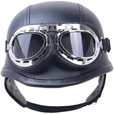Capacetes De Motocicleta Masculinos E Femininos, Capacete De Couro De Motocicleta Alemão Certificado Pelo DOT, Capacete De Proteção Segura, Capacete De Motociclista Piloto De Motociclista + Óculos