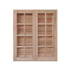 Janela de Madeira Abrir 120x120cm 4 Folhas Rodam Marroml