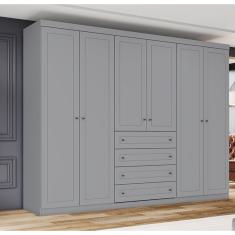 Guarda Roupa Casal 6 Portas 4 Gavetas Americano Henn - Cinza