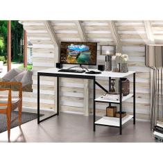 Escrivaninha 2 Prateleiras 130cm Slim Espresso Móveis Preto/Branca