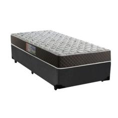 Cama Box Solteiro Colchão Mola Bonnel Belos Sonhos + Box Sintético 60x88x188 Marrom