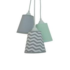 Lustre Pendente Cacho Chevron E Piquet Verde  gua Bivolt