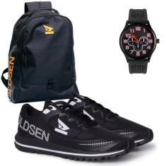 kit Tenis masculino leve confortavel corrida mochila relogio-Masculino