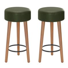 Kit 02 Banquetas Baixa Cozinha Paris D-33 Verde