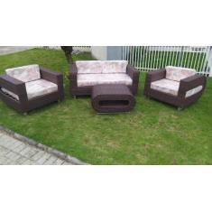 Conjunto de Sofá Fibra Sintética Quadrado Vazado - 1 Sofá 2L + 2 Poltr