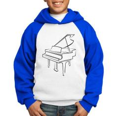 Moletom Infantil Piano - Foca na Moda, Branco, Azul, 4