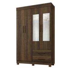 Guarda Roupa Solteiro 4 Portas 2 Gavetas Com Espelho Copacabana New Be